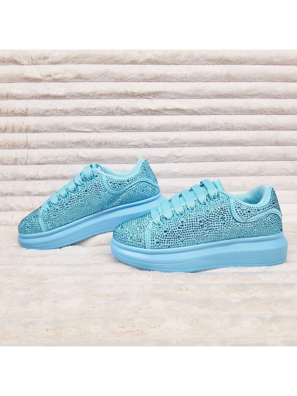 NIB Cush Baby Blue Rhinestone Sneakers Tennis Shoes - Picture 3 of 9